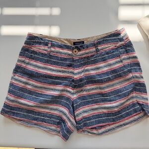 British Khaki striped linen shorts 4